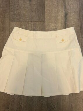 Theory Off White Mini Pleated Skirt